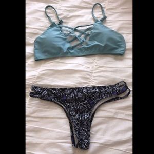 Blue & Snakeskin Bikini